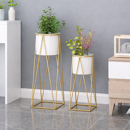 Urban Elegance Planter Stands – White & Gold Combo