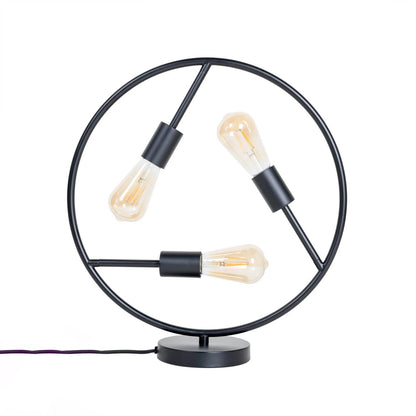 Modern Circular 3-Light Table Lamp – Industrial Metal Decorative Desk Light