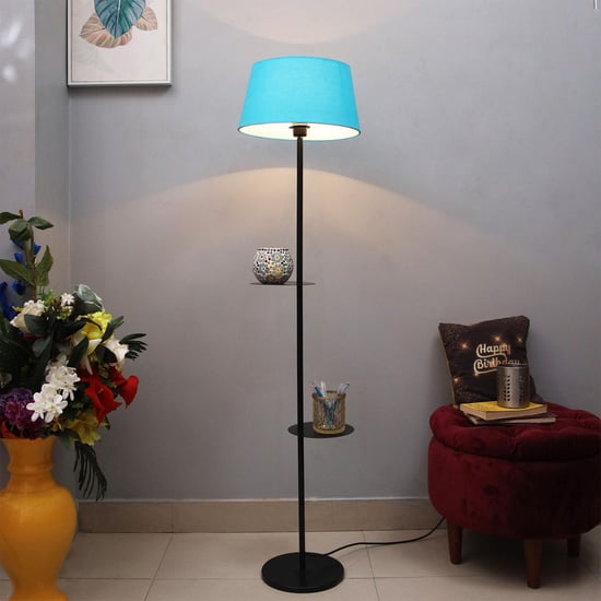 “Modern Floor Lamp with Dual Shelves | Minimalist Standing Lamp with Storage for Living Room & Bedroom”