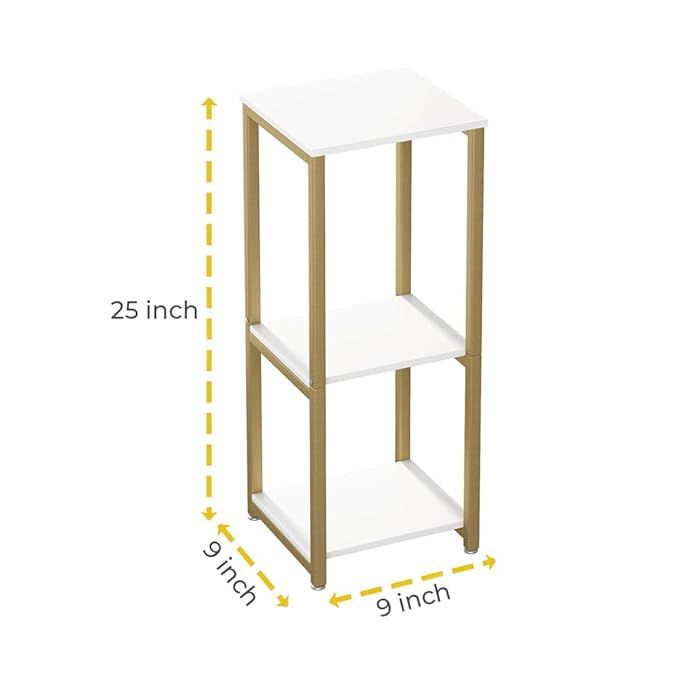 Modern 3-Tier Gold & White Plant Stand | Compact Metal Flower Pot Rack | Multi-Level Indoor Plant Display Shelf