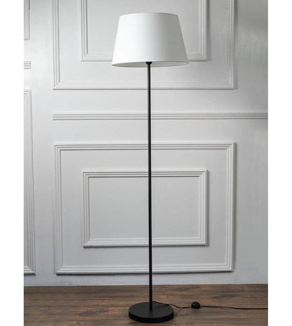 Premium Standing Modern Black Floor Lamp with white Metal Shade