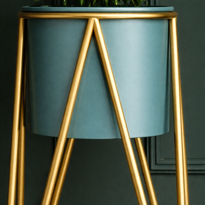 Premium Metal Plant Stand with Decorative Planter | Indoor/Outdoor Flower Pot Stand (Set of 2 Sizes)